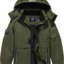 Kid's Waterproof Ski Jacket Warm Winter Coat Boys Snowboarding Jackets Outdoor (11-12, Army Green)