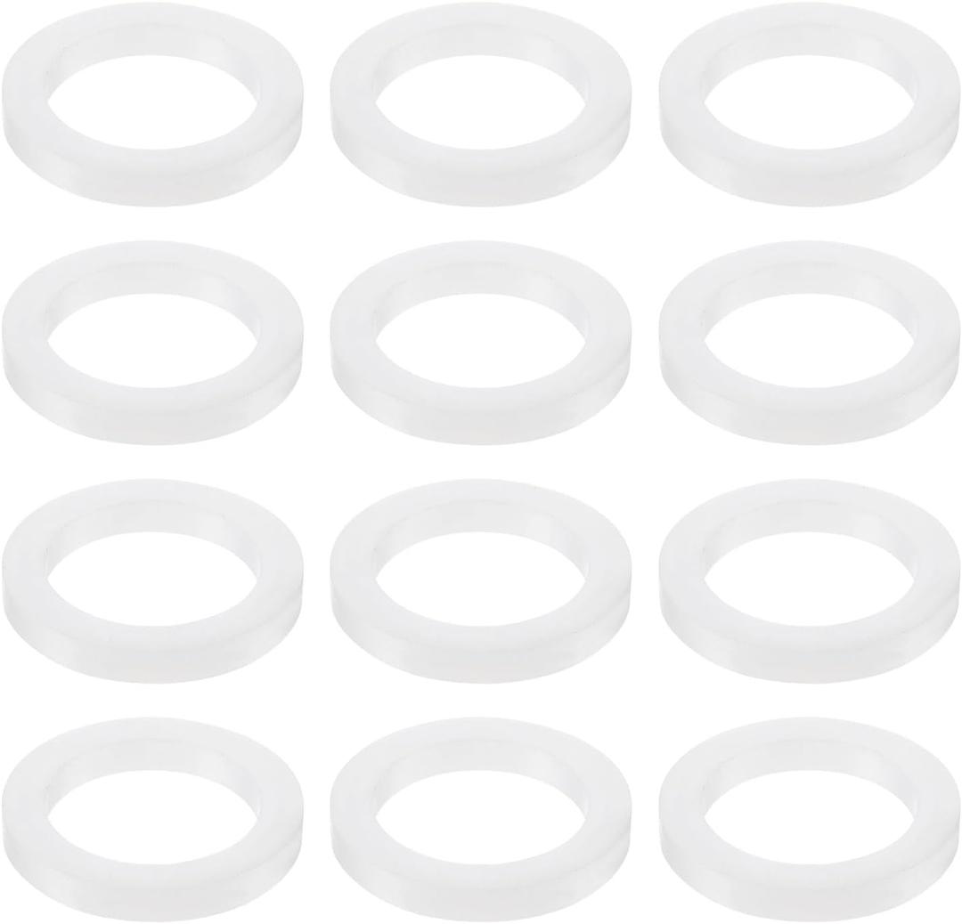 uxcell 12 Pcs Solid Silicone Flat Washer DN32 1-13/16" OD x 1-3/8" ID x 1/4" Thickness Large Washers O Ring Sealing Gaskets, Industrial Flat Silicone Spacer, White