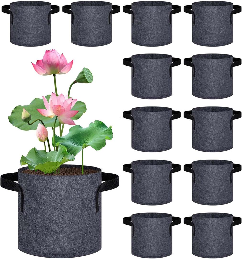 DECOHS 12 Pack Aquatic Plant Pots for Pond, Reusable Fabric Aquatic Plant Pots, Breathable Pond Plant Basket Grow Bags with Handles for Aquatic Plants, Bog Plant, Water Lily, Lotus, Flower (1 Gallon)