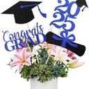 Mljsh Graduation Decorations 2025, 16 PCS Black Blue Graduation Centerpieces for Tables, Double-Sided Table Toppers Centerpieces, Class of 2025 Grad Party Decorations 2025