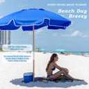 7.5FT Heavy Duty Beach Umbrella with Air Vent, Wood-Look Pole, Carry Bag, UPF50+ Superior Sun Protection, Blue Version