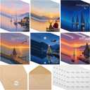 Marspark 54 Set Boating Christmas Greeting Cards Employee Nautical Appreciation Gift Bulk Xmas Post Card with Envelopes and Sticker Holiday Party Favor for Coworker Office Staff Team Group, 6 Styles