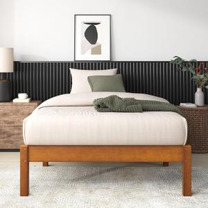 Zinus Ellie 14 Inch Twin Bamboo Platform Bed Frame, Wood Slat Support, No Box Spring Needed, Easy Assembly, Brown