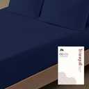 Mayfair Linen 100% Egyptian Cotton Deep Pocket King Fitted Sheet - Luxury 800 Series Tranquil Collection King Fitted Sheet Only (Navy Blue), Soft Cooling Hotel Bottom Sheets, Fits Upto 18" Mattress