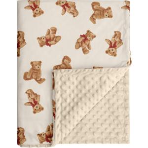 Bear Minky Baby Blanket, Ultra Soft Cozy Nursery Blanket for Unisex Boys Girls, Fluffy Toddler Infant Newborn Warm Nursery Bed Blankets for Crib Stroller or Carseat, 3040, Beige