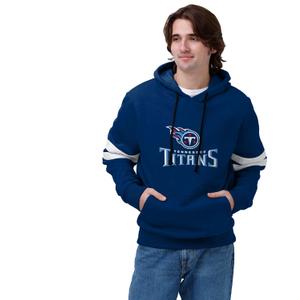 FOCO Men's Standard Drop Tail Striped Sleeve TOP with Hood, Team, M