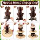 6 x Geiserailie 3 Tier Woodland Themed Party Cupcake Stand Decorations Safari Animals First Birthday Cupcake Holder Decor Jungle Dessert Tower for Baby Shower Birthday, Camping Party Supplies