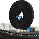 Hoofun Flat Soaker Hose 50 ft for Garden Beds, 50ft 1/2" Linkable Consistent Drip Irrigation Hose Save 80% Water, Leakproof Heavy Duty Double Layer Sprinkler Hose Black (75Ft)