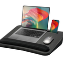 HUANUO Lap Laptop Desk - Portable Lap Desk with Pillow Cushion, Fits up to 15.6 inch Laptop, with Anti-Slip Strip & Storage Function for Home Office Students Use as Computer Stand - Black, Medium
