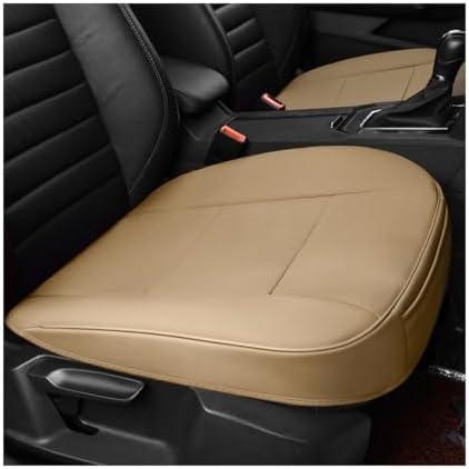 Mandark 2PCS Car Seat Cover, Bottom Full Wrapped Vehicle Front Seat Protector, Anti-Slip Breathable Leather Automotive Seat Cushion Pad Accessories, Universal for Sedan SUV Truck (Beige)