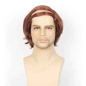 Old Man Costume Wig Short Wavy Bald Wig Comb Over Style for Bald Man Costume Party Funny Wigs(Brown)