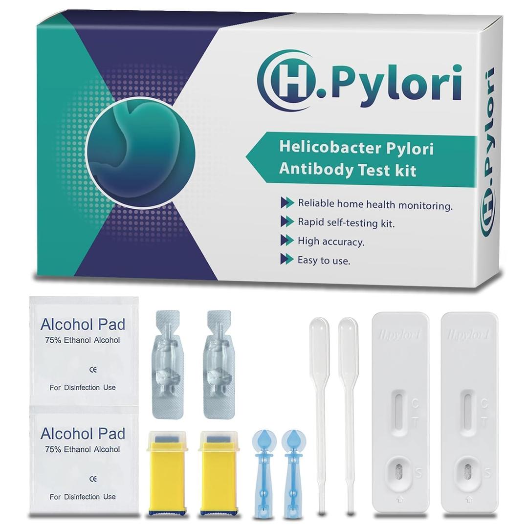 Helicobacter Pylori Test Kit - 2 Pack, H Pylori Test Kits at Home, h. Pylori Self-Test Detection Kits, Quick Home Testing Within 15 Minutes