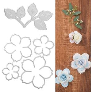 2PCS 3D Rose Flower Metal Die Cuts, Wedding Flower Cutting Dies | Die Cuts for Card Making, Decorative Leaves Metal Cut Stencils for DIY Scrapbooking Crafts Photos Album Embossing Paper
