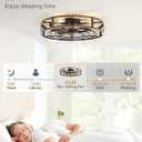 LEDIARY 30" Caged Low Profile Ceiling Fan with Light and Remote Black Gold