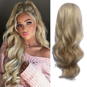 Half Wig 24 Inches Long Wavy Blonde Wig Clip in Half Head Synthetic Fibers Wigs Hair Extensions for Women Quick Weave Self Styled in 60 Seconds Half Wigs