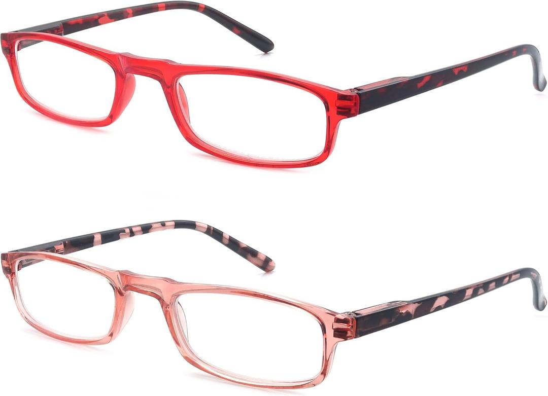 MODFANS Women Reading Glasses Men Readers,Narrow Lightweight Glossy Frame Flexible Spring Hinge Trendy?Small Eyeglasses Pouch Protect Comfort Match Wear
