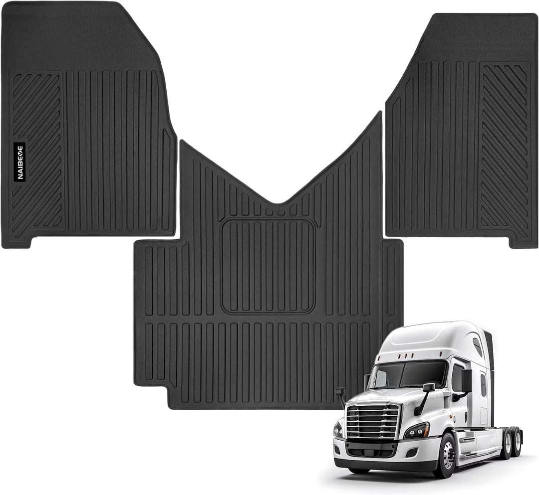 Naibeve Floor Mats for Freightliner Cascadia 2018-2025 - All Weather Custom Fit for Freightliner Cascadia Floor Mats Waterproof Interior Accessories