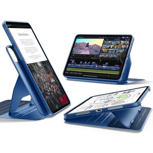 ESR for iPad Pro 11 Inch Case (M5/M4) 2025/2024, Rotating Case with Removable Magnetic Cover, Adjustable Portrait/Landscape Stand, 9 Standing Angles, Shift Series, Blue