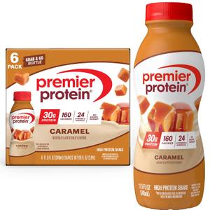 Premier Protein 30g High Protein Shake, Caramel, 6 Pack | 160 Calories, 24 Vitamins & Minerals, No Added Sugar, Supports Muscle Health, Gluten-Free, 11.5 oz EXP: 02/26/2026