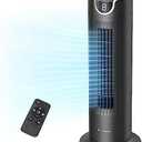 DR.PREPARE Tower Fan for Bedroom, 25 dB Quiet DC Bladeless Fan with Remote, 8 Speeds, 1-8H Timer, 80° Oscillating Fans for Indoors, 16 Inch Portable Desk Table Fans for Room, Home, Office
