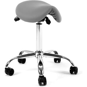 Frassie Professional Saddle Stool Chair with Wheels Ergonomic Heavy Duty Rolling Chair Stool Height Adjustable for Medical Massage Salon Clinic Dentist Home Office (Grey)