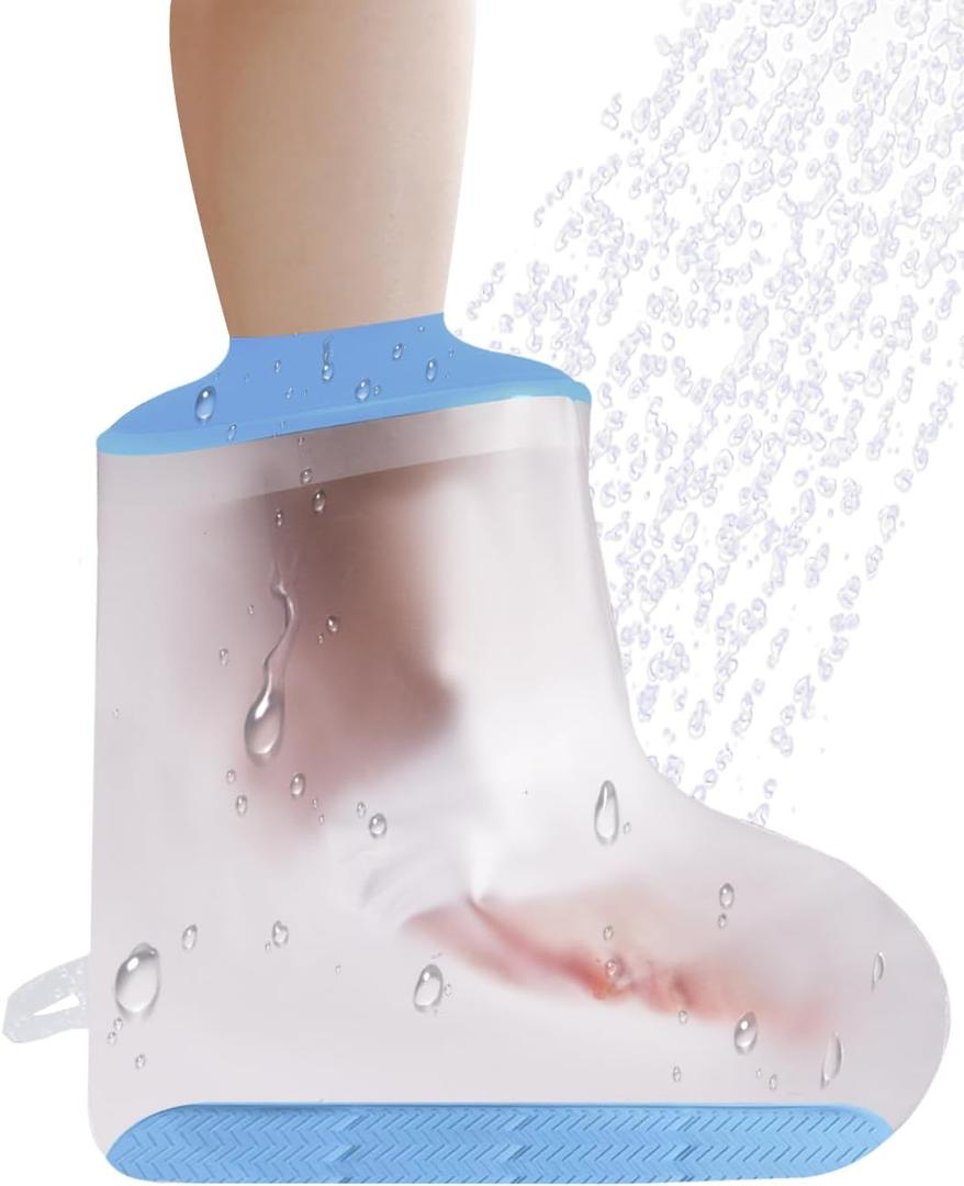 Foot Cast Shower Cover with Non-Slip Bottom, Cast Cover for Foot, Waterproof Cover for Shower After Surgery, Soft Comfortable Ankle Cast Cover for Showering, Reusable Cast Protector
