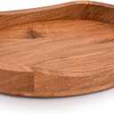 Tray Acacia Wood Oval Large Tray with Handle Food Serving Trays for Living Room Home Dining Table (14" X 11" X 2")