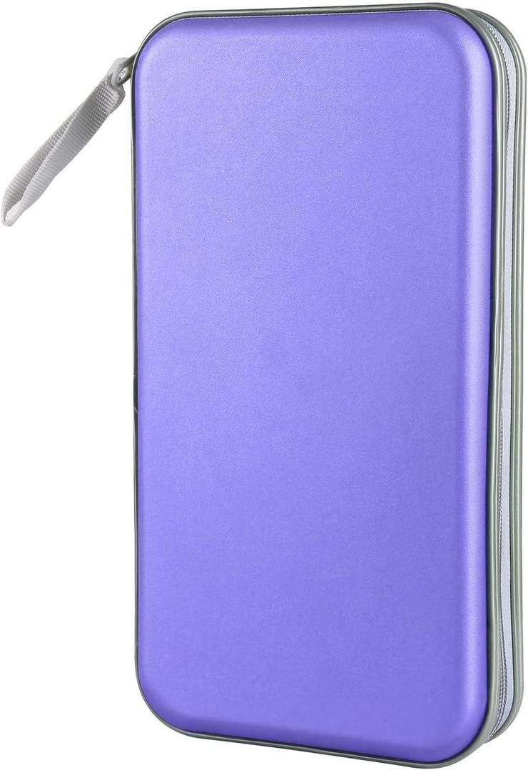 CD Case, Siveit DVD Case Holder 96 Capacity Hard Plastic CD DVD Disc Cases Storage Binder Wallet for Car Home Office Travel (Lavender)