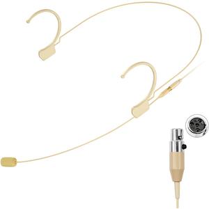 KIMAFUN Headset/Headworn Microphone Professional Earset Over Ear Hanging Condenser Mic Compatible with Shure Wireless System Bodypack Transmitter, Ideal for Performance, Theater, Lecture - Beige D4