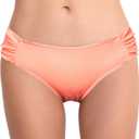Women's Bathing Suit Bottoms Full Coverage Ruched Bikini Tankini Bottom Swimsuit Brief (Medium, Coral Pink)