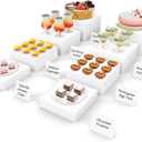 8 Pcs Buffet Risers, Food Risers for Buffet Table, Food Display Stand for Party Catering Dessert Jewelry Collectibles Figures Show, White Acrylic Cube Boxes Nesting Risers with Hollow Bottoms 2 Set(6"6.5"7"8")