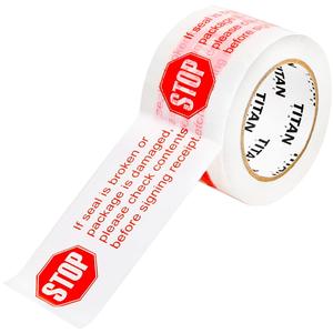 Stop Sign Sealing Tape, Strong Preprinted Tape If Seal is Broken... Stop 3" x110 Yards (330ft), 2.5 Mil Thickness Box Sealing Packaging Tape Security Shipping - 1 Roll