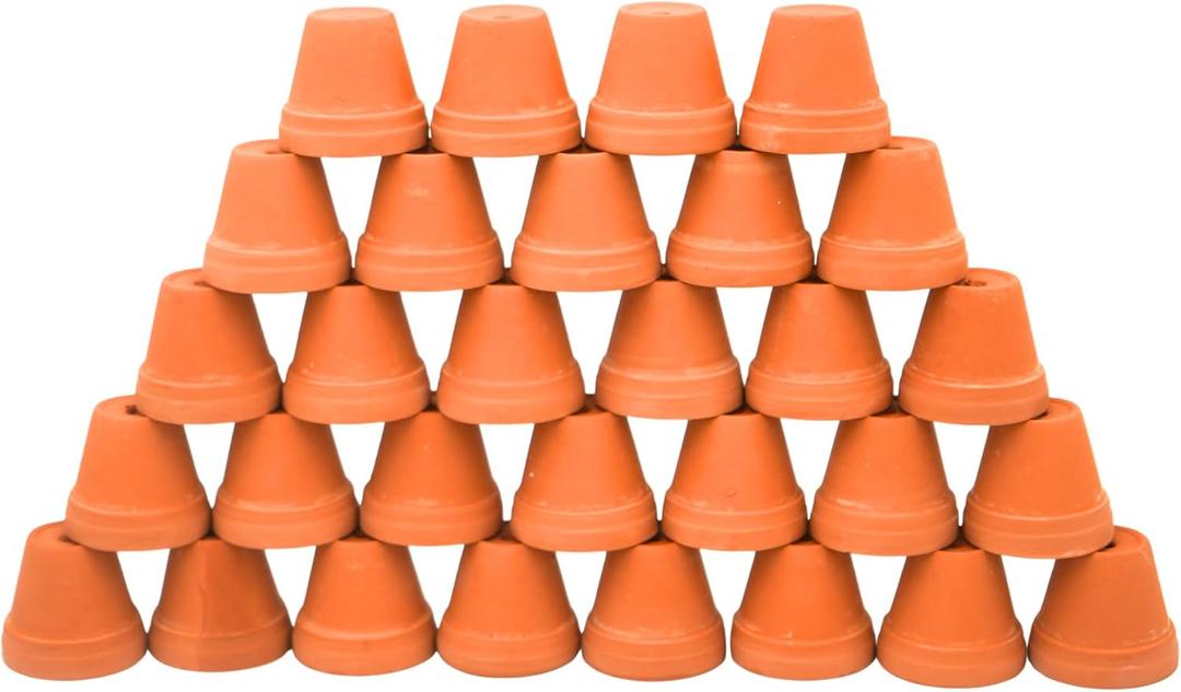 Mini Terracotta Pots  Small Clay Flower Pots for Succulents, Cactus, DIY Crafts, Fairy Garden, School Projects, Mini Planters, Set of 30 (Classic Cylinder, 1.4 Inch)