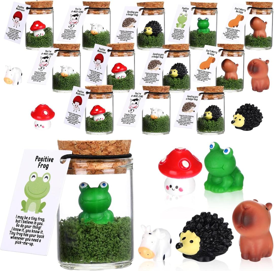 Fumete 35 Set Employee Appreciation Gifts Bulk Thank You Gift for Coworker Staff Teacher Nurse Social Worker Volunteer Desk Pet Positive Resin Animal Pun Note Card Team Office Party Favor (Farm)
