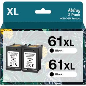 61XL Black Ink Cartridge for HP Ink 61 XL Replacement for HP61 HP61XL 2 Pack for Envy 4500 5530 4502 4501 5535 OfficeJet 4630 4635 DeskJet 3050 3510 2540 2542 1000 1010 Printer(2 Black High Yield)