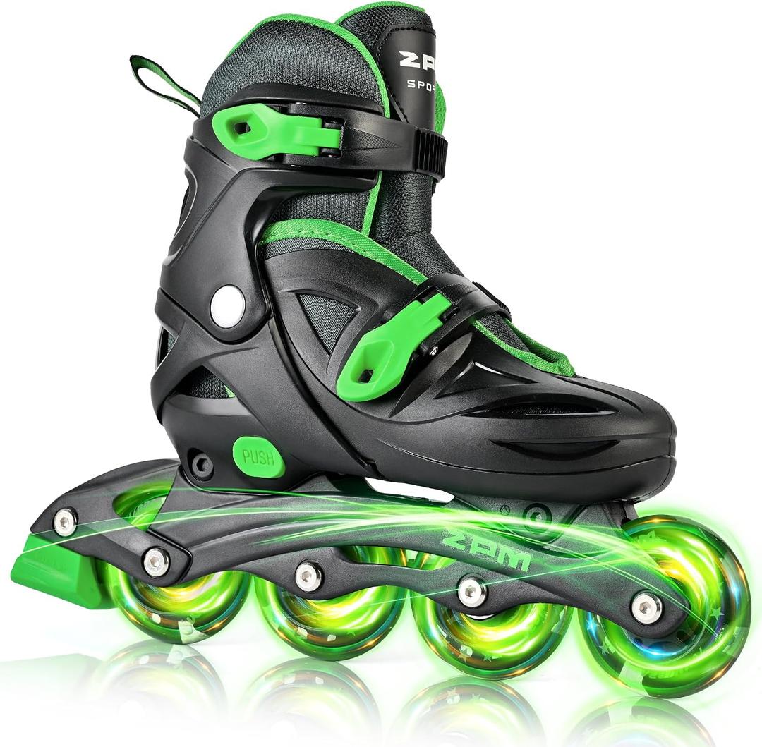 2PM SPORTS Inline Skates for Kids Girls Boys with Light Up Wheels, Adjustable Kids Roller Skates Blades for Youths Beginners (Medium - Big kid (13C-3Y US))