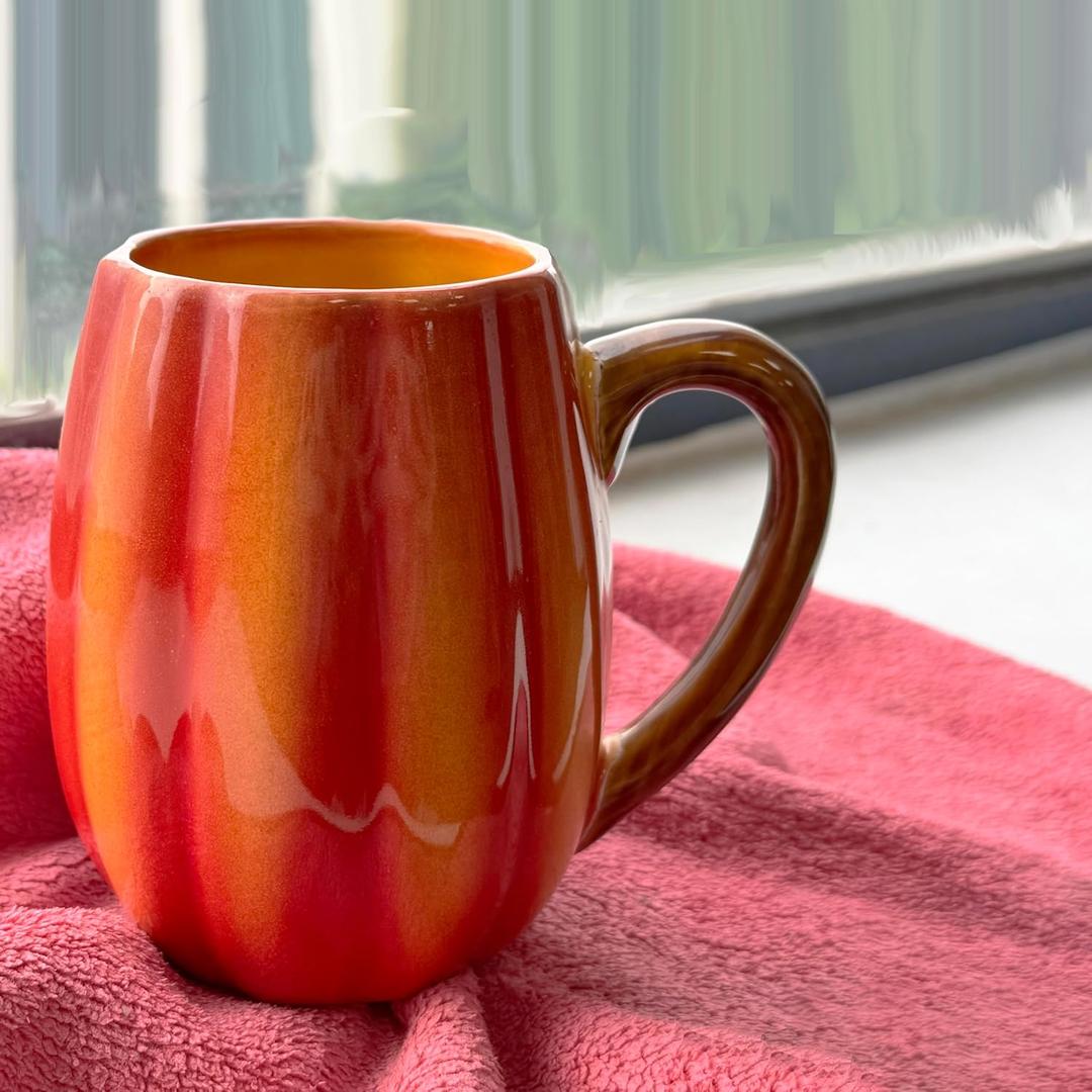 Pumpkin Mugs, Ceramic Coffee Mugs and Tea Mug, Novelty Orange Ceramic Pumpkin Shaped Cup, Halloween, Thanksgiving, Christmas, Birthday Gifts,1PC (12 ounces (1pc))