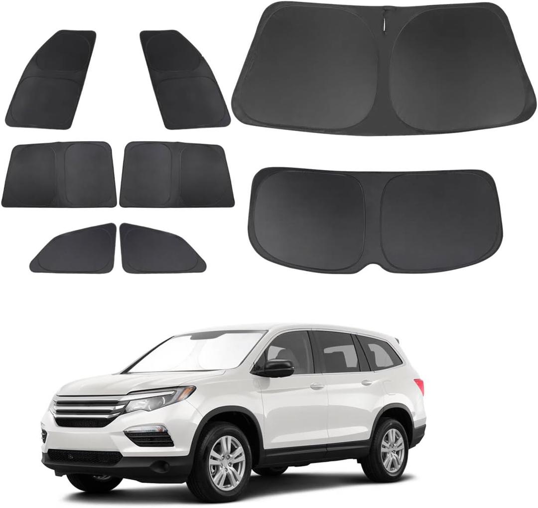 TINGLU Window Shades for Honda Pilot 2016-2026 EX-L Special Edition Elite Black Edition Touring Accessories Car Side Full Windows Rear Windshield Sun Shade Camping Sun UV Rays Privacy Protection 8PCS