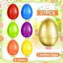 Letapapa 3.5'' Easter Eggs, 36 Pcs Empty Colorful Eggs Plus 1 Golden Eggs for Kids, Large Fillable Plastic Egg for Easter Hunt, Filling Treats for Easter Basket Stuffers, Party Favors Decoration