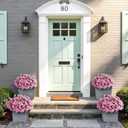 16 Bundles Artificial Roses for Front Door Outdoor Decor, Realistic Fake Silk Bouquets Flowers Faux UV Resistant Real Looking Rose Plants for Garden Balcony Farmhouse Home Spring Summer Decor (Pink)