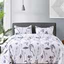 Nanko King Comforter Set 3pc,White and Gray/Grey Floral Reversible Down Alternative Microfiber Bedding - All Season Comforter and 2 Pillowshams Bed Sets for Women, 104 x 90 Size Flower
