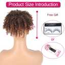 Oseti Afro Kinky Curly Ombre Brown Hair Toppers for Women With Thinning Hair Extensions for Short Hair Clip in Toppers Hair Topper With Bangs Synthetic Pieces Extensions Toupee for Black Women