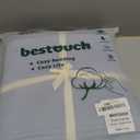 BESTOUCH Duvet Cover Set 100% Washed Cotton Linen Feel Super Soft Comfortable Chic Lightweight 3 PCs Home Bedding Set Solid Cornflower Blue Super Queen (Super Queen (98" x 90"))