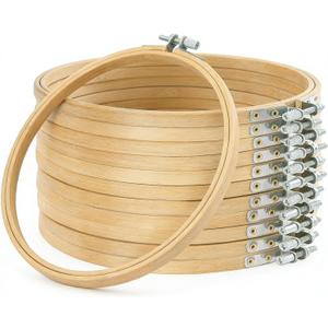 12 Pieces 9 Inch Embroidery Hoops Adjustable Wooden Circle Cross Stitch Hoop Ring for Art Craft Handy Sewing and Christmas Ornaments