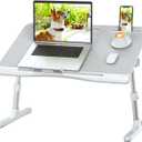 KLEAR Laptop Bed Desk with Adjustable Heights and Angles, Upgraded-Sturdy Foldable Laptop Lap Desk for Bed/Sofa/Couch/Floor, Lap Tablet Desk (NO Drawer, Grey)