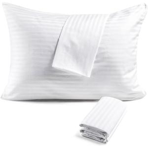 FAUNNA 600TC 100% Cotton Pillow Protectors, Standard Size (20x26), 2 Pack, Oeko-TEX Certified, Hotel Grade Pillow Cover with Silent Zipper, Zip Up Pillow Cases, White