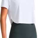 SANTINY Workout Crop Tops for Women Short Sleeve Athletic Shirts Cropped T-Shirt Yoga Gym Tops with Split Hem (Small)