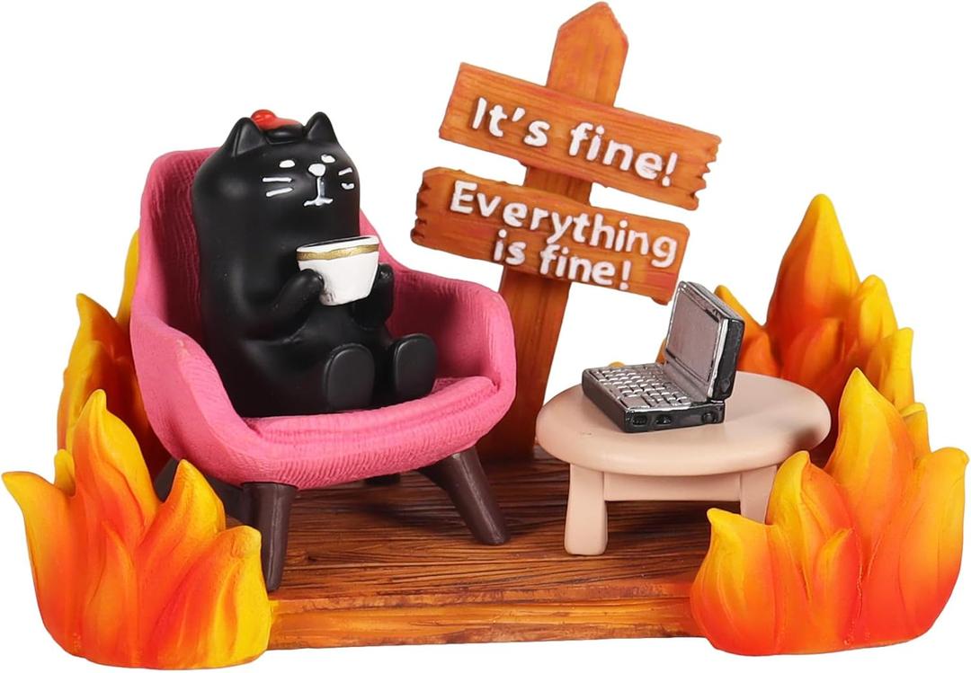 Cat Gifts for Cat Lovers Black Cat Figurines Cat Gifts for Women Cute Desk Accessories Inspirational Gifts for Coworkers Friends Besties Girls Mom Bosses