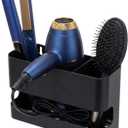 MyGift Hair Tools Organizer with 3 Slots, Black Metal Curling Iron Holder, Wall Mounted Salon Hot Tools Organizer, Blow Dryer, Straightener and Hair Brush Holder