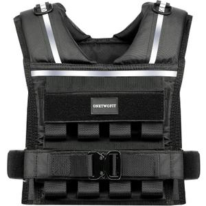 35lb Weighted Vest Men , Adjustable Rucking Vests for Walking with Reflective Stripe, 1.2" Ultra Thick Shoulder Padding Strength Training Workout Vest for Running GYM Home, Detachable Iron Weights